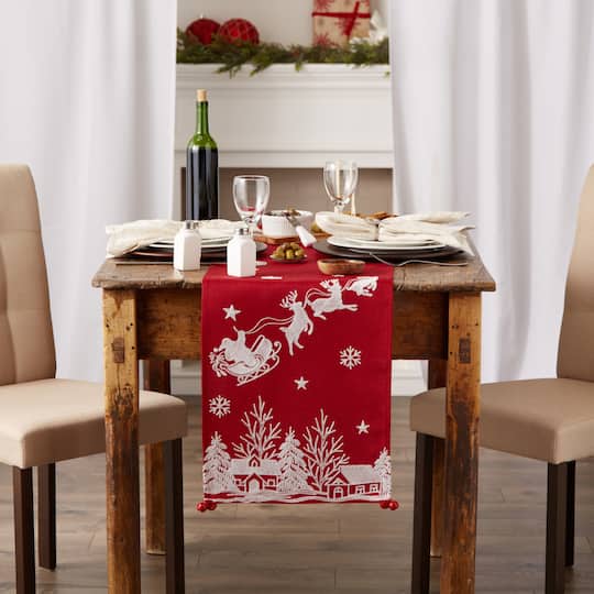 DII® 70" Santa's Sleigh Embroidered Table Runner